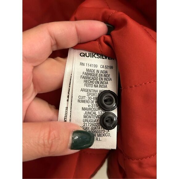 Quicksilver men's Dufflink flannel quilted overshirt S red plaid - Picture 8 of 13